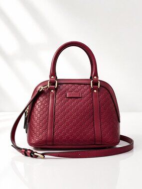 Authentic Gucci Guccissima Dome Bag Red Leather Crossbody Luxury Handbag